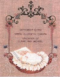 Baby announcement cross stitch patterns. Baby In A Basket Cross Stitch Pattern Embroidery Patterns By Told In A Garden