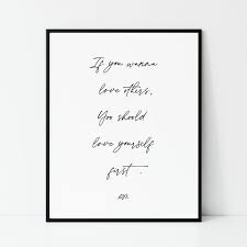 Rm Quotes Poster You Should Love Yourself First Bts Rm Etsy In 2020 Quote Posters Love Yourself First Song Quotes