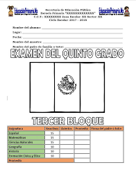 Libro completo de historia quinto grado en digital, lecciones, exámenes, tareas. Examen Del Quinto Grado Del Tercer Bloque Del Ciclo Escolar 2017 2018 Educacion Primaria