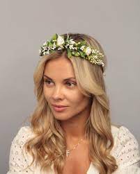White Green Wedding Flower Crown Bridal Headpiece Flower Halo Etsy Floral Crown Wedding Bridal Flower Headpiece Flower Wreath Hair
