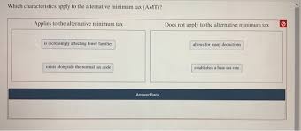 The amt is a parallel tax system that congress created as part of the tax reform act of 1969. Solved Which Characteristics Apply To The Alternative Min Chegg Com