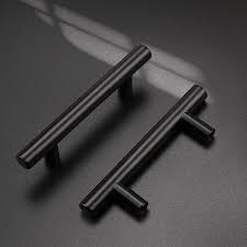 Black cabinets paired with steel accents are the perfect combination when you want to add some sort of classic element to the kitchen while still being classic and put together. Buy Probrico 30 Pack 3 Inch Black Cabinet Handles Round Euro T Bar Pulls Drawer Handle Kitchen Cupboard Stainless Steel Dresser Handles 5 Inch Total Length Online In Kazakhstan B01mxhi6qp