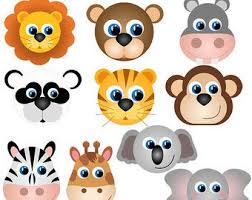 Animal Faces Clipart Clip Art Zoo Jungle Farm Barnyard Forest Etsy Animal Faces Animals Wild Clip Art