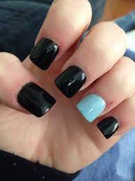 Acrylic Nails Black N Light Blue Nails Acrylic Nails Light
