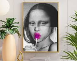 Mona Lisa Lollipop Poster, Maximalist Wall Art, Trendy Wall Art, Funky Wall  Art, Preppy Wall Art, Edgy Wall Art, Trendy Posters,eclectic Art