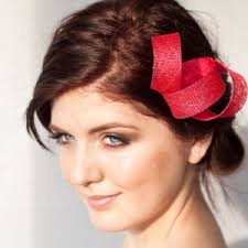 Guest Headdress. Handmade Headband in Lime-colored Sinamay and Lime and Red  Spine