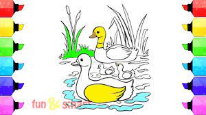 Pramest pictures channel edukasi untuk. Cara Mewarnai Gambar Induk Dan Anak Bebek Berenang Di Sungai Youtube