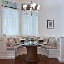 Curved Bench Seating Applied Molding Cabinets Built In Coastal Kitchen Dining Woodwork Custom Furniture Luxury Plant Shelf Round Table Wainscoting White Window Seat Curved bench seating is popular both for indoor and outdoor use.