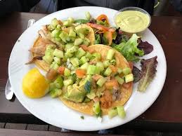 Then season both sides liberally with sea salt and chili powder and dust with cornmeal (optional for added crunch). Grilled Fish Tacos Side Salad Picture Of Alice S Restaurant Woodside Tripadvisor