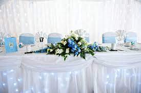 Our Football Lookbook Can A Sport Themed Wedding Be Tasteful Sky Blue Weddings Blue Themed Wedding Blue Wedding Decorations