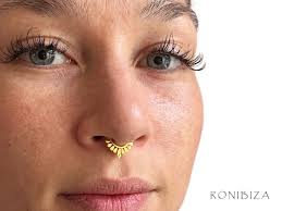 Gold Septum Ring, Tribal Indian Nose Piercing, Tragus Earring