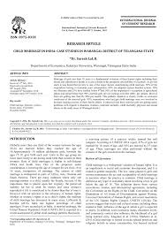 Pdf Child Marriage In India Case Studies In Warangal District Of Telangana State