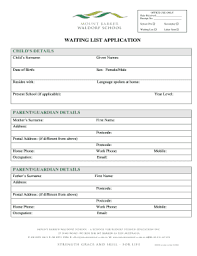 The original template had tasks and completion check mark. School Waiting List Form School Style
