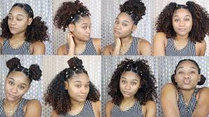 Short curly hairstyle for black hair medium dark hair with cute curls there are so many looks for hairstyles for short curly hair with highlights. Young Black Woman Trying Out Eight Different Hairstyles For Afro Hair High And Low Bu Medium Curly Hair Styles Curly Hair Styles Naturally Curly Hair Styles