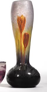 Daum Crocus Vase Engraved Daum Nancy With The Croix De Lorraine Wheel Carved And Internally Decorated Faceted Cameo Glass Circa 1906 Daum Vase Glass Art