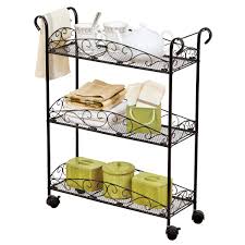 Drape towels over each of three tiers for drying and organizing. 3 Tier Metal Rolling Cart With Towel Racks An Elegant Scroll Design And Smooth Rolling Wheels Buy Online In Dominica At Dominica Desertcart Com Productid 171137003