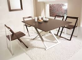 Furniture Cool Simple Modern Stylish Foldable Dinner Table Sets On White Rug For Minimalist Home Design U Dining Table Foldable Dining Table Ikea Folding Table