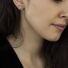 CARISSIMA Women's 9ct Yellow Gold 0.10ct Diamond Snowflake Stud Earrings :  Amazon.co.uk: Fashion