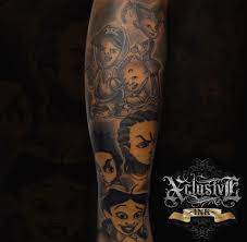 Black Cartoon Characters Tattoos For Black Skin Half Sleeve Tattoos Sketches Cool Forearm Tattoos