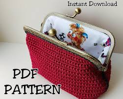 Instant Download Happy Monster Crochet Kiss Lock Clasp Purse Coin Purse Pattern Purses Purse Patterns Love kiss lock clasp crochet coin purse wedding gift blue. coin purse pattern
