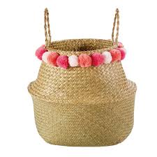Plant Fibre Collapsible Basket With Pom Poms H 33 On Maisons Du Monde Take Your Pick From Our Furniture And Accessories An Korb Madchenzimmer Babyzimmer Ideen