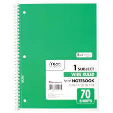 Paper measures 10.5 by 8 inches. Mead Spiral Notebook 1 Subject Wide Ruled 70 Sheets Assorted 05510 Walmart Com Walmart Com
