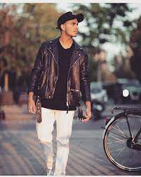 Image May Contain One Or More People People Standing And Outdoor Leather Jacket Bomber Jacket Cute Love Songs