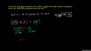 Percent Word Problem Penguins Video Khan Academy