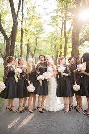 Chic Bridal Party Black Mid Length Bridesmaid Dresses Long Sleeve L Short Black Bridesmaid Dresses Black Lace Bridesmaid Dress Knee Length Bridesmaid Dresses