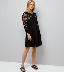 Check spelling or type a new query. Black Floral Embroidered Sleeve Dress New Look
