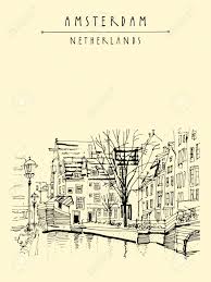 Bank of holland was established on oct. Amsterdam Holland Niederlande Europa Blick Auf Einen Kanal Bank Mit Einem Baum Niederlandische Traditionelle Historische Gebaude Typische Hollandische Hauser Handzeichnung Reise Skizze Vector Buchillustration Postkarte Lizenzfrei Nutzbare