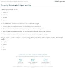 Workplace diversity is a hot topic. Diversity Quiz Worksheet For Kids Study Com