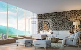 Chasse ist ein modernes wohnzimmer sessel in stoff oder in leder bezogen. Modernes Wohnzimmer Mit Bergblick 3d Rendering Image Decorate Fototapete Fototapeten Appartment Erker Bewohner Myloview De