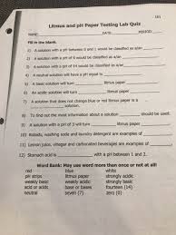 Solved 161 Litmus And Ph Paper Testing Lab Quiz Period D Chegg Com