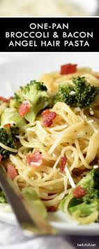 This One Pan Broccoli And Bacon Angel Hair Pasta Is Light Filling And Only Requires One Pan So Clean Up Is A Br Angel Hair Pasta Pasta Recipes Broccoli Pasta
