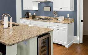 Together they create a sleek look. Kitchen Paint Color Selector The Home Depot Grey Kitchen Walls Blue Kitchen Walls Grey Blue Kitchen