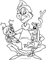 Grinch hates christmas very much and hopes that the christmas party is really over. Grinch With Dog And Baby Coloring Page Coloringall