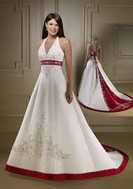 Best Embroidered Red And White Long Halter Bridal Gown Red Wedding Dresses Wedding Dresses Wedding Dresses Unique