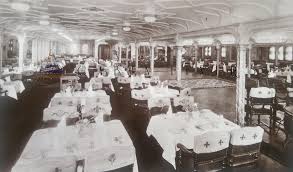 This dining room is widely believed to be so similar to the titanic's that it has been used in films to represent the famous ship. Olympic First Class 1928 Cabin Liners