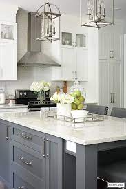 White And Grey Kitchen A Hardware Update Citrineliving Modern Grey Kitchen White Kitchen Decor White Modern Kitchen