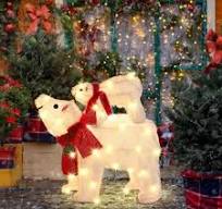 Lulu Home Christmas Yard Decoration, Set of 2 Pre-lit Stacked Polar Bear  with 50 Warm White Lights, Light Up Polar Bear with Red Scarf for Xmas ...
