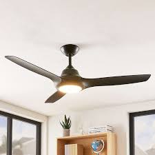 A simple ceiling fan that will meld with a variety of decor styles, but lends itself particularly well to modern spaces. Ceiling Fan Black Incl Led And Remote Control Aila Lampandlight