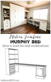 To make the ivar section look like an integrated part of the not so wide office table (kitchen table) i had to modify the standard ivar shelves to fit the width of the office table. Modern Farmhouse Murphy Bed Desk Modifications Addicted 2 Diy
