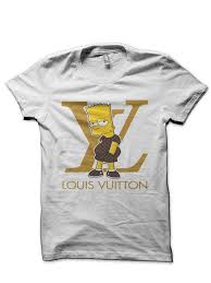 Louis Vuitton Bart Simpson White Half Sleeve T Shirt