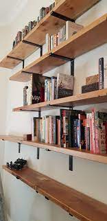 Recyled Oregan Timber Fixed Wall Bookshelves Bookshelves In Living Room Wall Bookshelves Timber Shelves