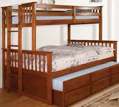 The two frames are not tethered, and can be moved around conveniently. Furniture Of America University Oak Twin Xl Queen Bunk Bed And Trundle Cm Bk458q Oak Bed Tr Mattress Stop