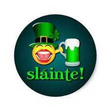 Funny St Patricks Day Slainte Drinking Beer Emoji Classic Round Sticker Zazzle Com Beer Emoji Drinking Beer Funny Saint Patricks