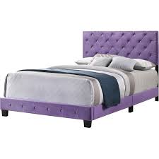 Baxton studio brooklyn full upholstered winged platform bed in beige with walnut finish. Glory Furniture Suffolk Velvet Upholstered Full Bed In Purple Walmart Com Walmart Com