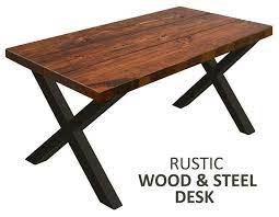 What kind of desk is best for home use? Office Desk With X Legs 30 Tall Industrial Style Desk Rustic Wood Steel Urban Wood Desk Modern Woodironandmore Handcrafted Questions Emails Us To Woodironandmore75 Gmail Com