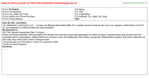 Application for a steward position in a hotel. Steward Application Letters